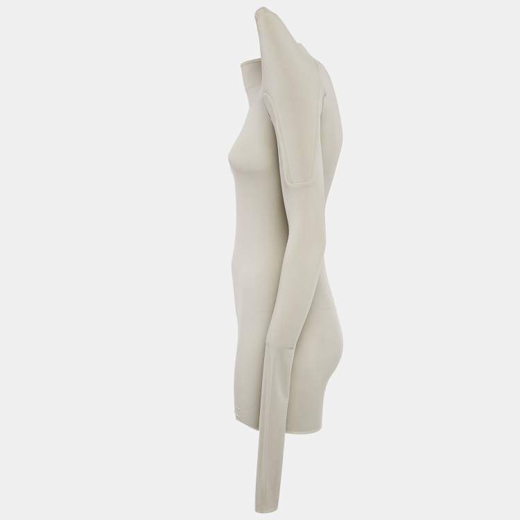 Pre Owned Rick Owens Grey Jersey Detail Shoulder Long Sleeve Top M