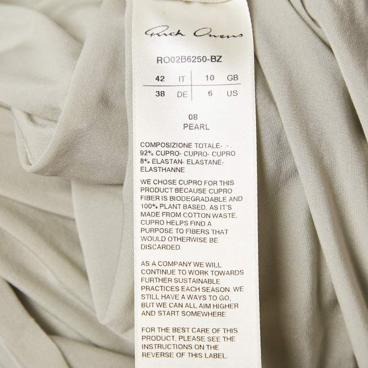 Pre Owned Rick Owens Grey Jersey Detail Shoulder Long Sleeve Top M