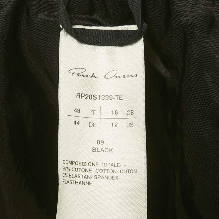 Pre Owned Rick Owens Black Cotton Midi Skirt L