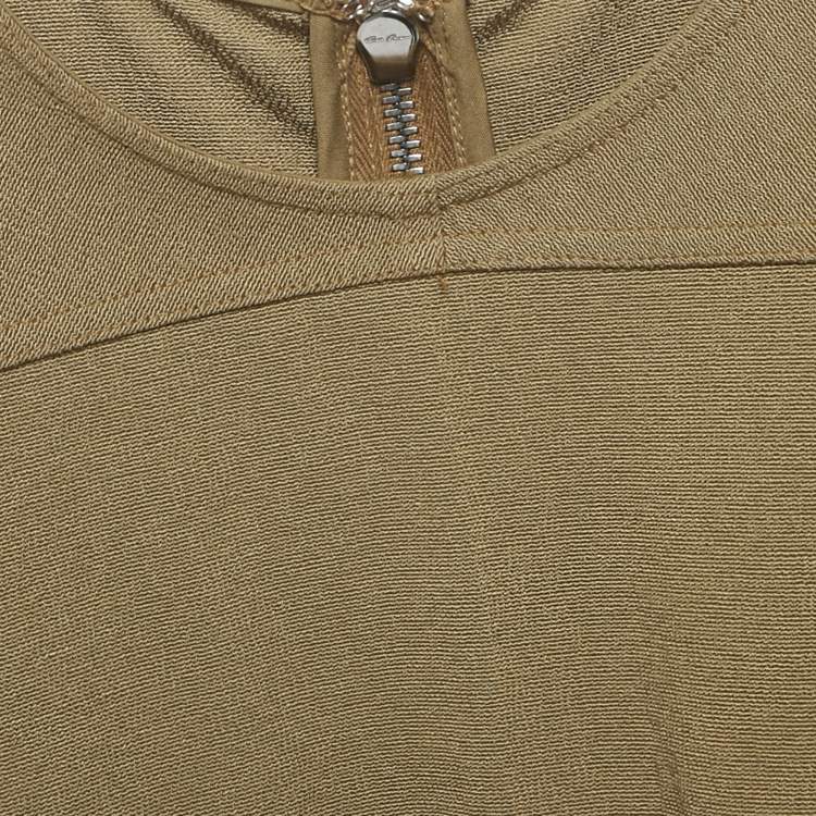 Pre Owned Rick Owens Green Stretch Cotton Asymmetric Midi Dress M