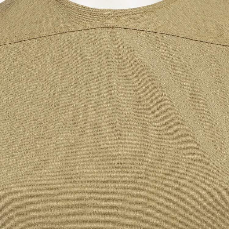 Pre Owned Rick Owens Green Stretch Cotton Asymmetric Midi Dress M