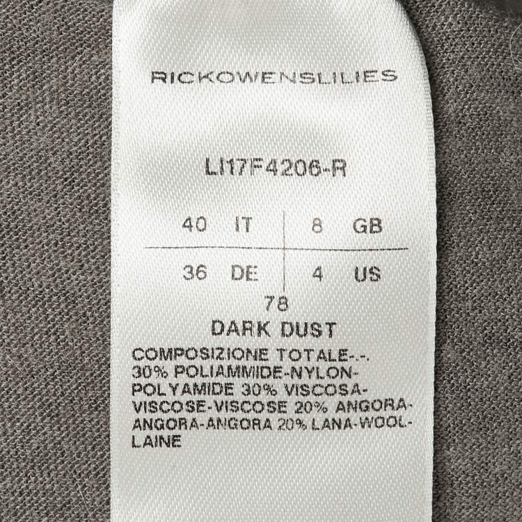 Pre Owned Rick Owens Grey Knit Knot Detail Top S