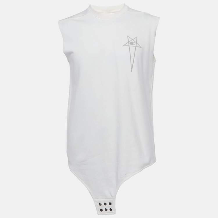 Pre Owned Rick Owens X Champions Off-White Embroidered Cotton Tank Top L