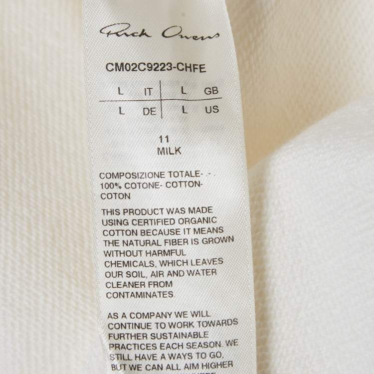 Pre Owned Rick Owens X Champions Off-White Embroidered Cotton Tank Top L