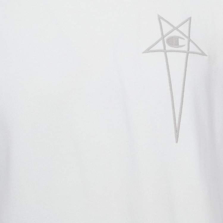 Pre Owned Rick Owens X Champions Off-White Embroidered Cotton Tank Top L