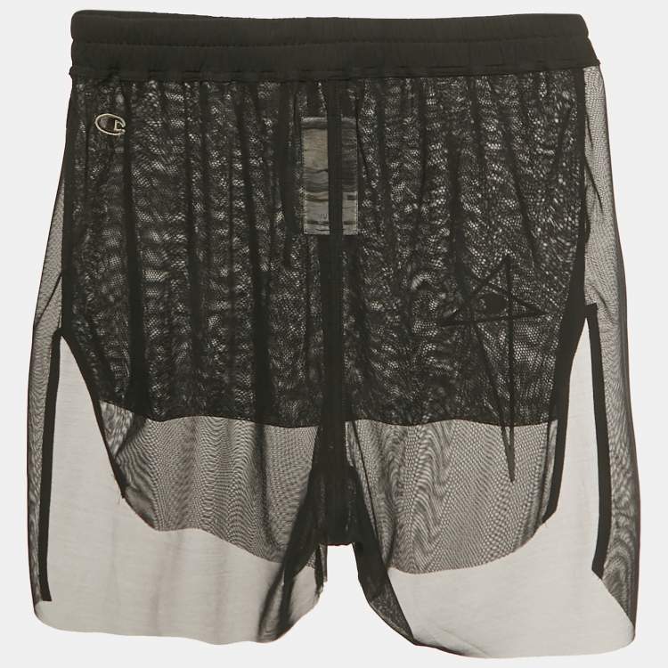 Pre Owned Rick Owens x Champion Black Tulle Sheer Shorts M