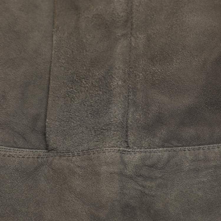 Pre Owned Rick Owens Grey Suede Cropped Jacket M