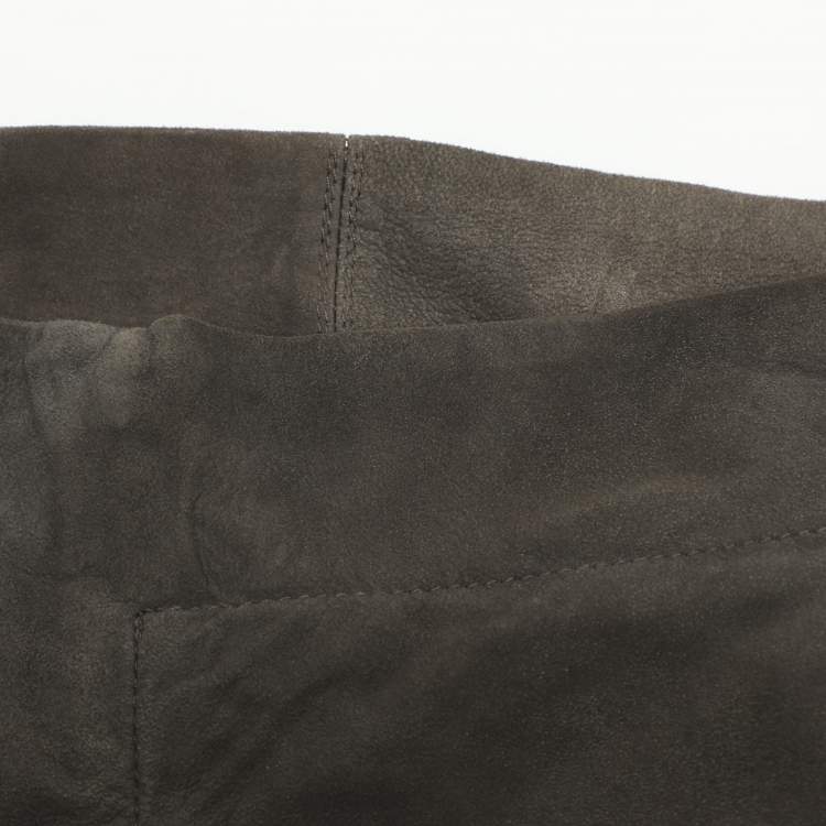 Pre Owned Rick Owens Grey Suede Cropped Jacket M