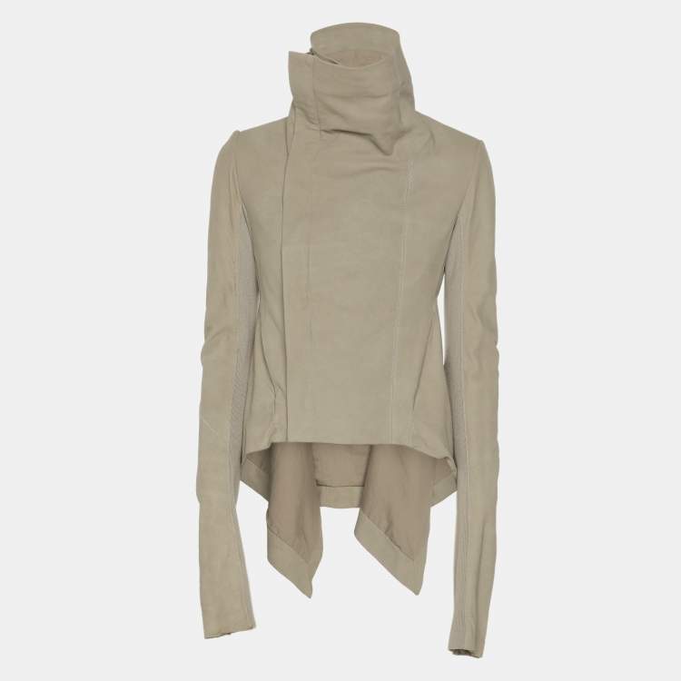 Pre Owned Rick Owens Grey Suede Cropped Jacket S