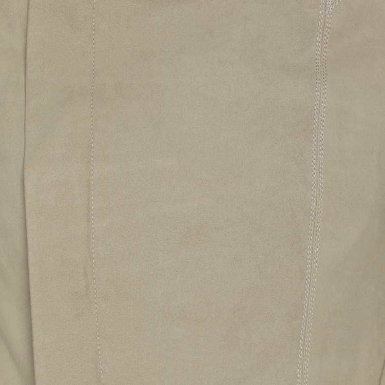Pre Owned Rick Owens Grey Suede Cropped Jacket S