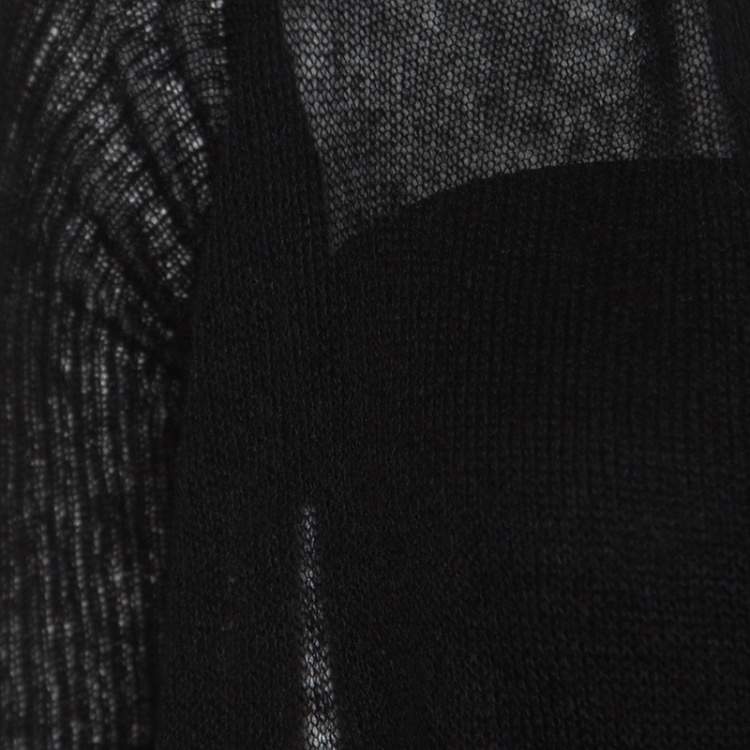 Pre Owned Rick Owens Black Alpaca Wool Open Front Water Fall Cardigan  S