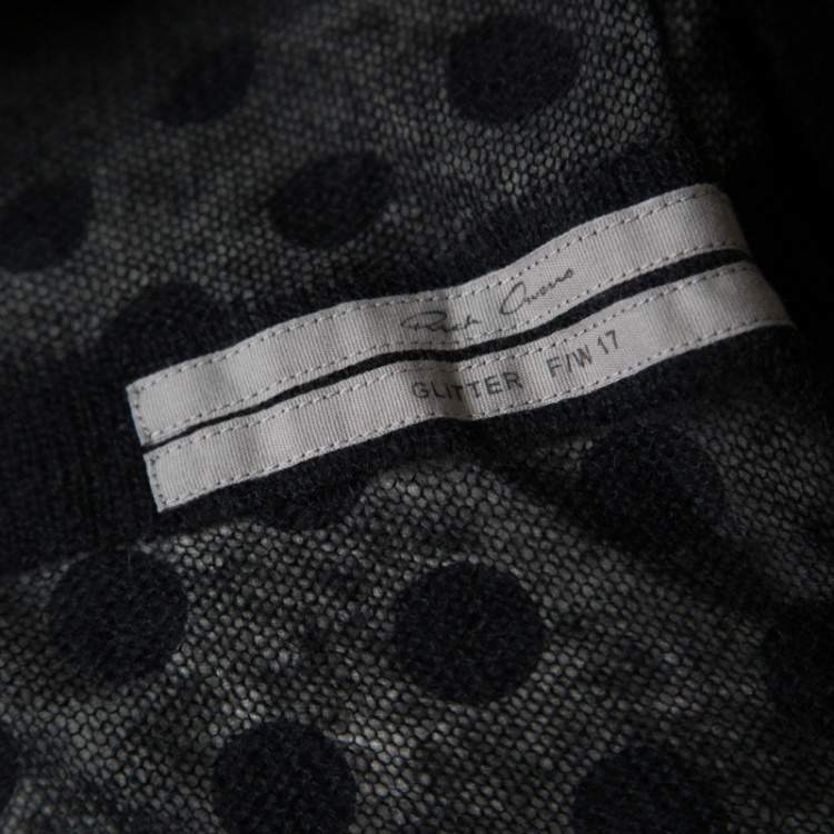 Pre Owned Rick Owens Black Alpaca Wool Open Front Water Fall Cardigan  S
