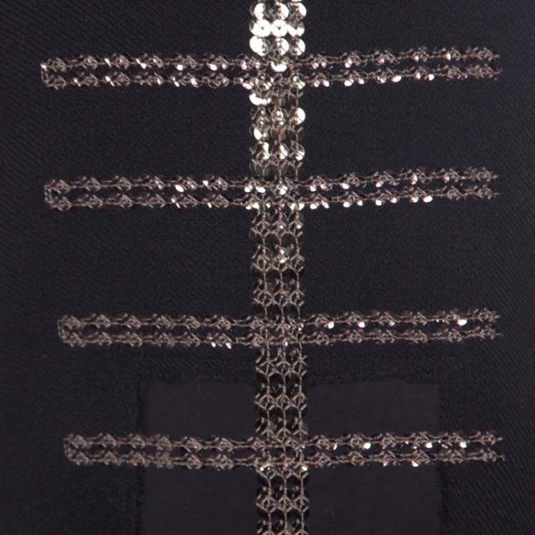 Pre Owned Rick Owens Black Wool Cross Embellished Sleeveless Waterfall Jacket S