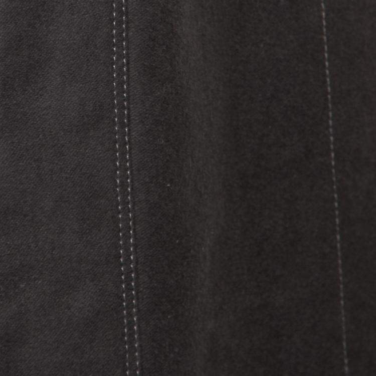 Pre Owned Rick Owens Darkdust Brown Cotton Asymmetric Hem Contrast Trim Sleeveless Jacket S