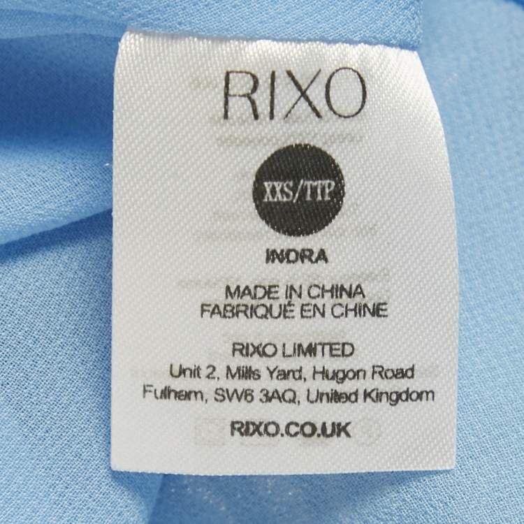Pre Owned Rixo Simone Blue Lurex Brocade Crepe V-Neck Long Dress XXS