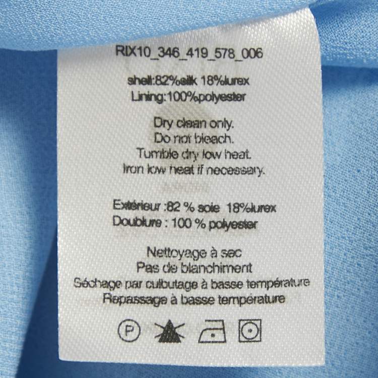 Pre Owned Rixo Simone Blue Lurex Brocade Crepe V-Neck Long Dress XXS