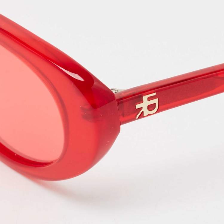 Pre Owned Roberi & Fraud Red Betty Oval Sunglasses