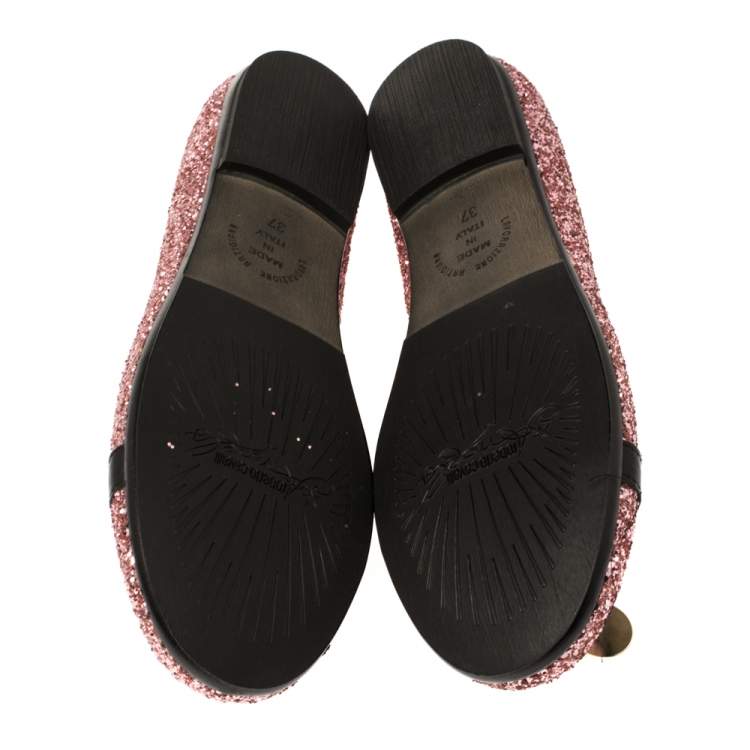 Pre Owned Roberto Cavalli Angels Pink Glitters Ballet Flats Size 37