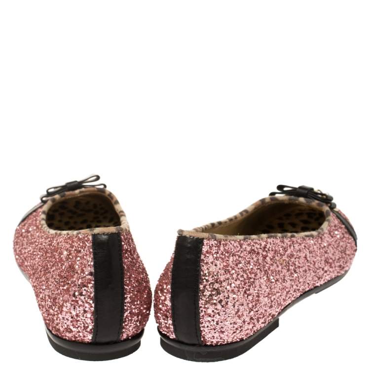 Pre Owned Roberto Cavalli Angels Pink Glitters Ballet Flats Size 37