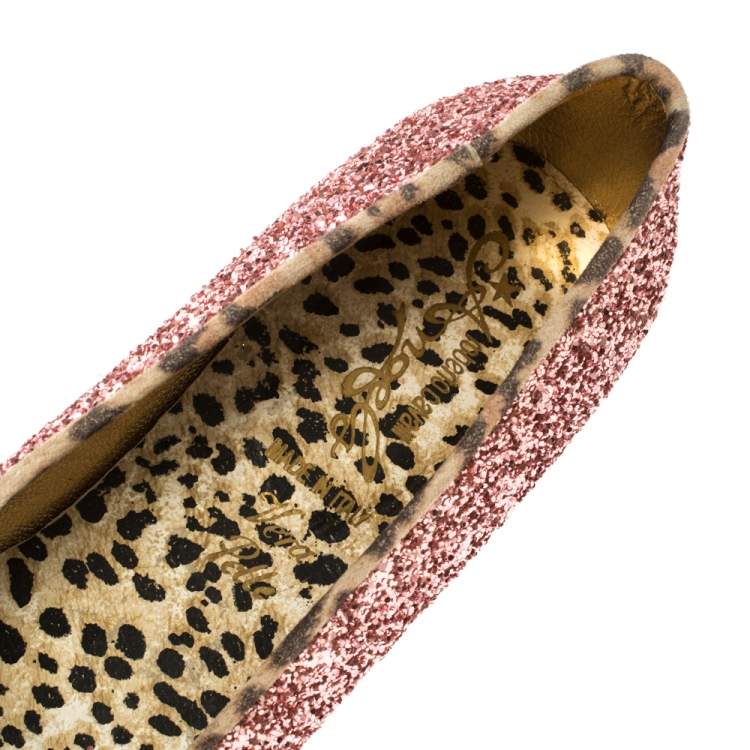 Pre Owned Roberto Cavalli Angels Pink Glitters Ballet Flats Size 37