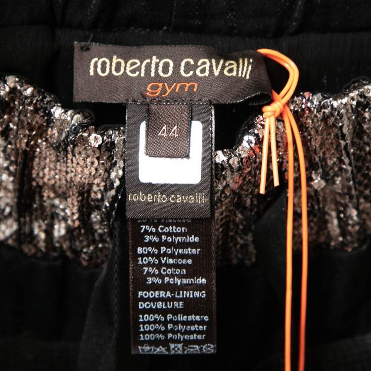 Pre Owned Roberto Cavalli Gym Brown Metallic Sequined Jogger Pants M