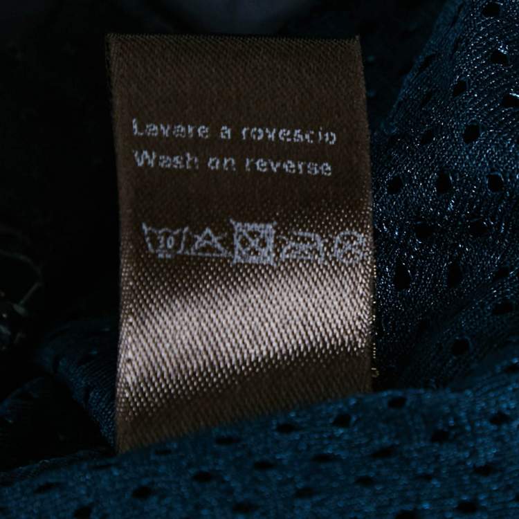 Pre Owned Roberto Cavalli Gym Blue Nylon Logo Applique Jacket M