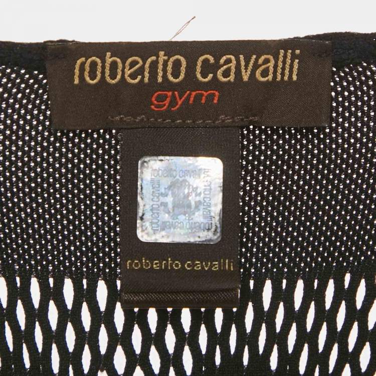 Pre Owned Roberto Cavalli Gym Black Mesh Jersey Top One Size 
