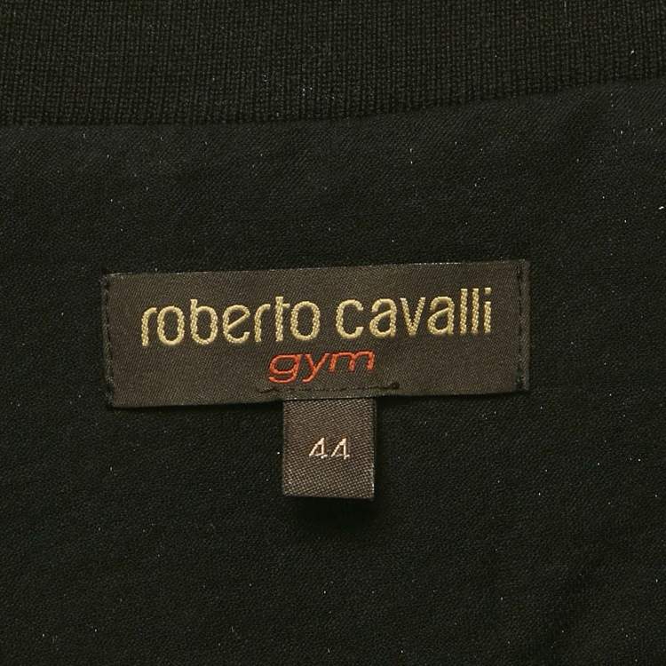 مملوكة مسبقًا Roberto Cavalli Gym Metallic Gold Snakeskin Patterned Polyester Sequin Sweatshirt & Jogger Set M