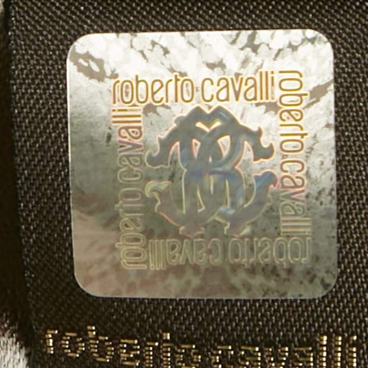 مملوكة مسبقًا Roberto Cavalli Gym Metallic Gold Snakeskin Patterned Polyester Sequin Sweatshirt & Jogger Set M