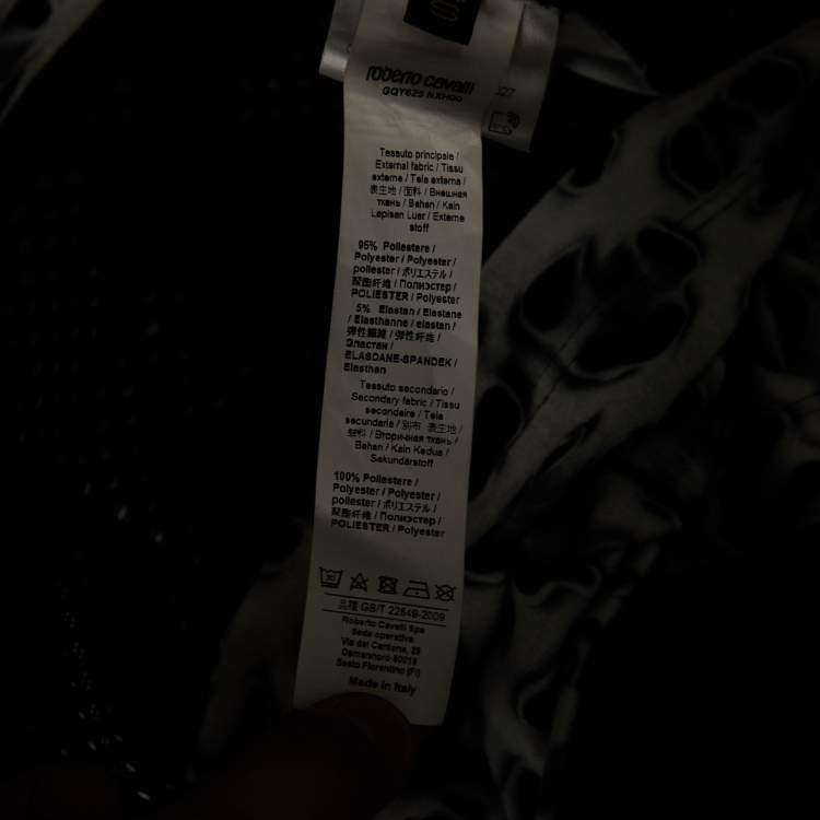 Pre Owned Roberto Cavalli Gym Black/Grey Printed Jersey & Mesh Tank Top S