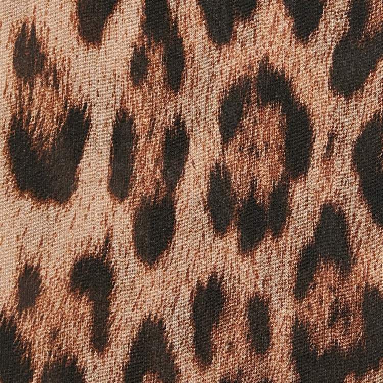 Pre Owned Roberto Cavalli Black/Brown Leopard Print Silk Scarf 