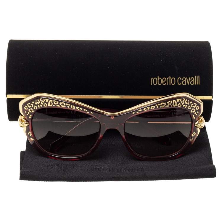 Pre Owned Roberto Cavalli Purple Gradient Taygeta RC981S Cat Eye Sunglasses