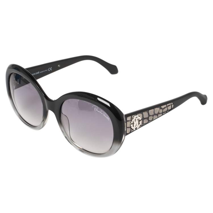 Pre Owned Roberto Cavalli Black/Grey Gradient Tejat RC983S Oversized Sunglasses