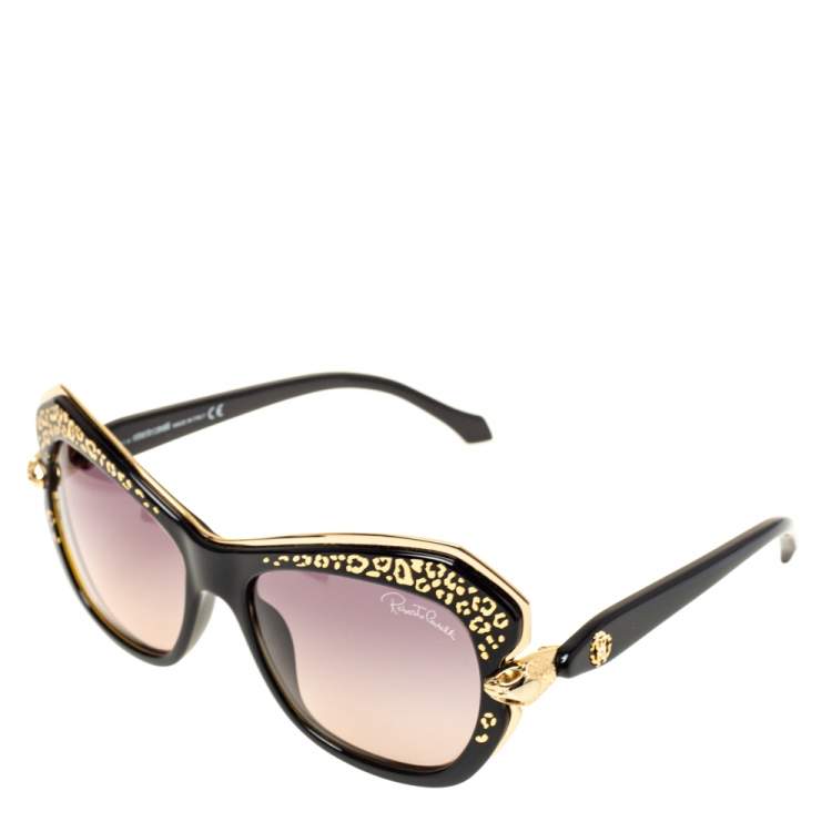 Pre Owned Roberto Cavalli Black Gradient Taygeta RC981S Cat Eye Sunglasses