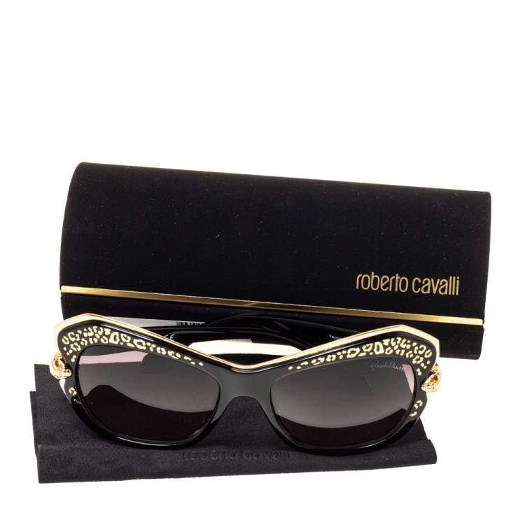 Pre Owned Roberto Cavalli Black Gradient Taygeta RC981S Cat Eye Sunglasses