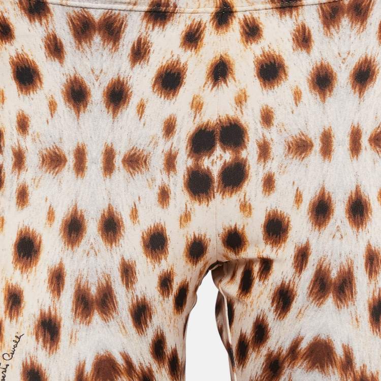 Pre Owned Roberto Cavalli Brown Cheetah Print Jersey Leggings M