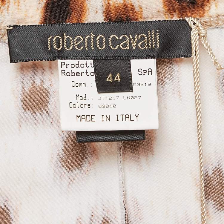 Pre Owned Roberto Cavalli Brown Cheetah Print Jersey Leggings M