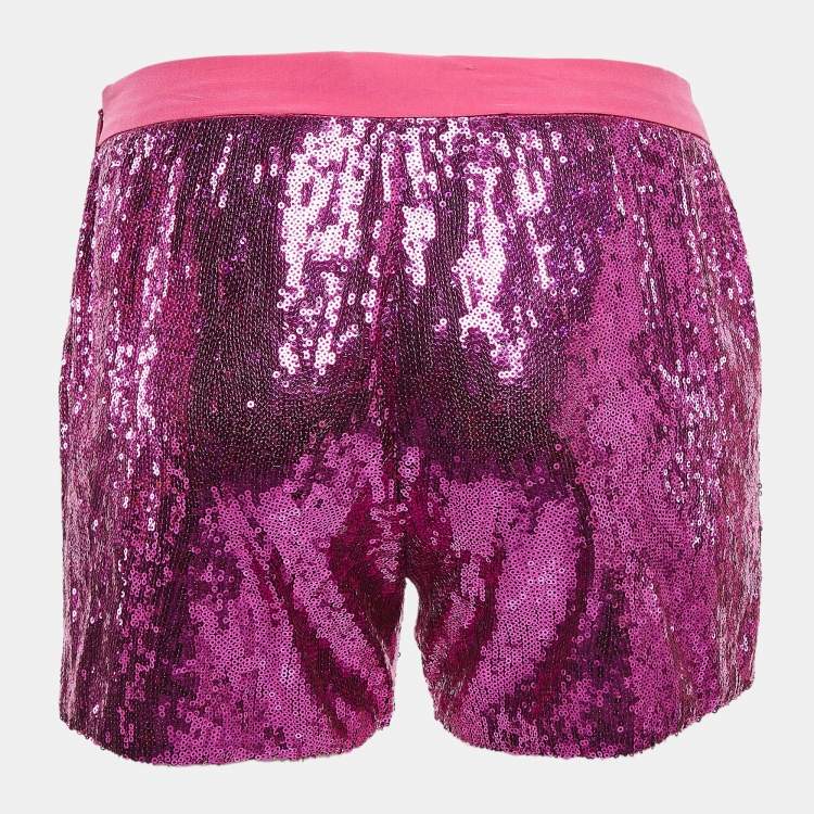 Pre Owned Roberto Cavalli Pink Sequin Shorts XS