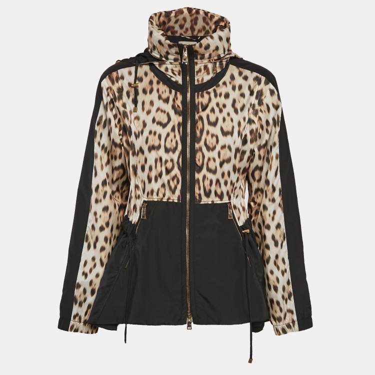 Pre Owned Roberto Cavalli Black Jaguar Print Synthetic Heritage Jacket M