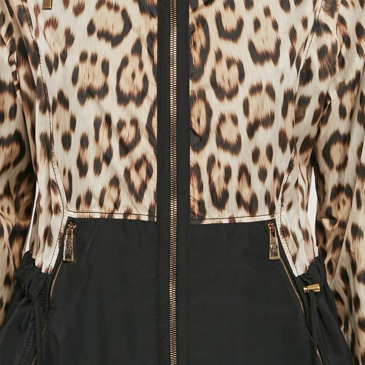Pre Owned Roberto Cavalli Black Jaguar Print Synthetic Heritage Jacket M