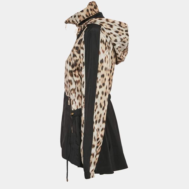 Pre Owned Roberto Cavalli Black Jaguar Print Synthetic Heritage Jacket M