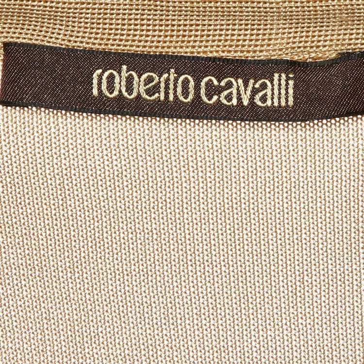 Pre Owned Roberto Cavalli Gold Knit Sequin Embellished Sleeveless Top M
