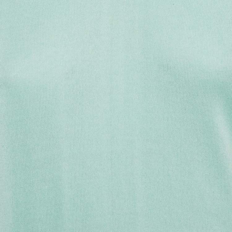 Pre Owned Roberto Cavalli Blue Cotton V-Neck Long Sleeve Sweater XXL