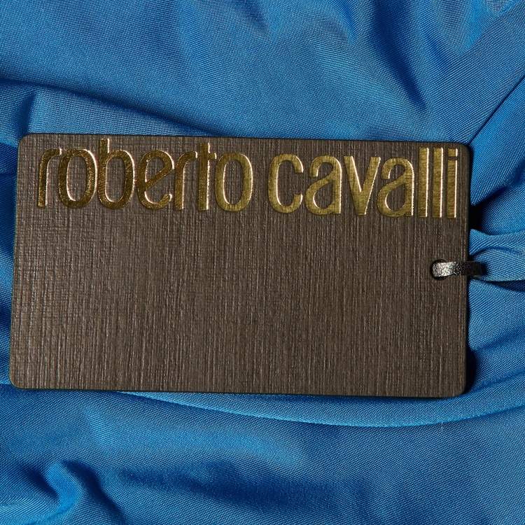 Pre Owned Roberto Cavalli Blue Jersey Ruched Sleeveless Short Dress M