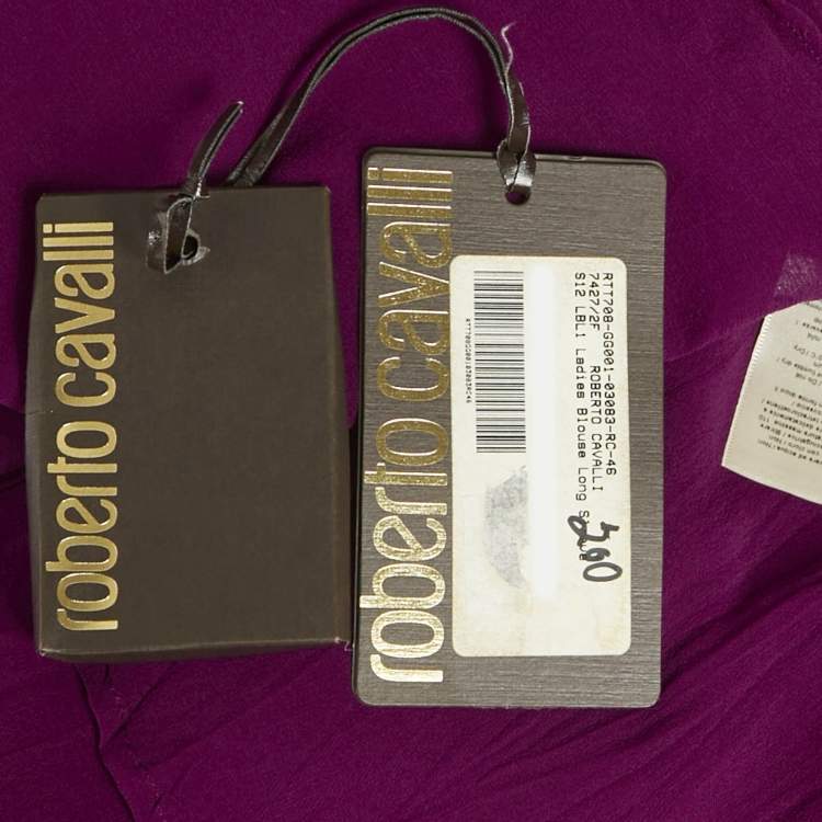 Pre Owned Roberto Cavalli Pink Crinkled Silk Slim Fit Shirt L