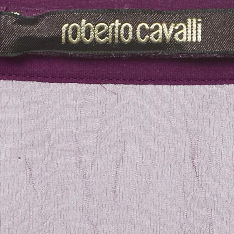 Pre Owned Roberto Cavalli Pink Crinkled Silk Slim Fit Shirt L