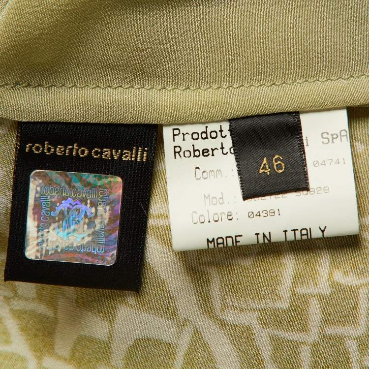 مملوكة مسبقًا Roberto Cavalli Green Silk Button Front Shirt L