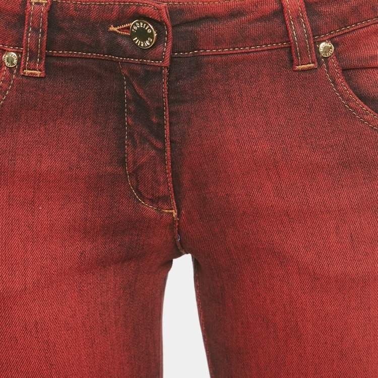 Pre Owned Roberto Cavalli Red Denim Skinny Jeans M/Waist 28"