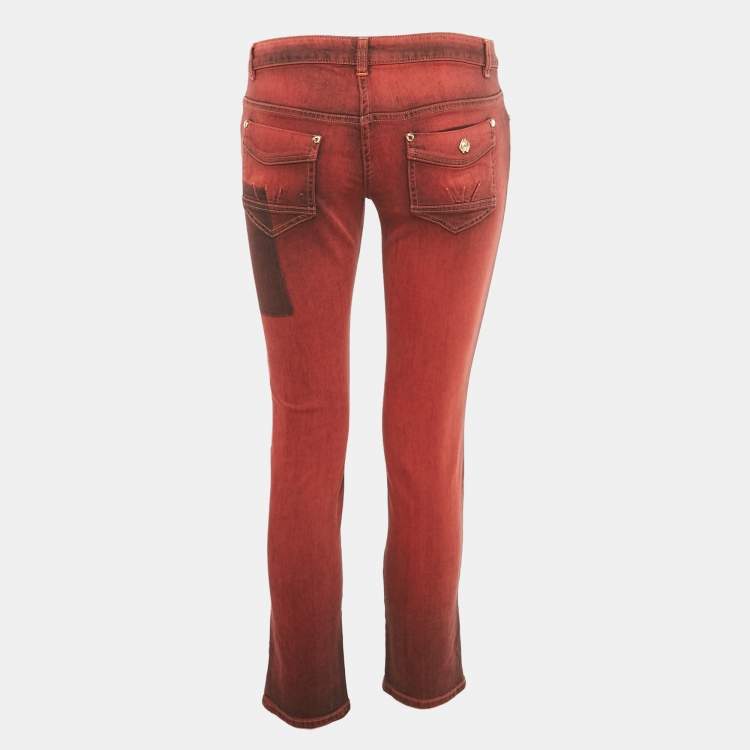 Pre Owned Roberto Cavalli Red Denim Skinny Jeans M/Waist 28"