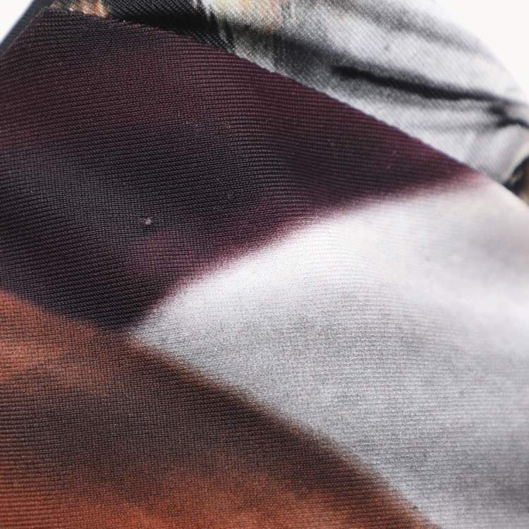 Pre Owned Roberto Cavalli Multicolor Animal Print Stretch Crepe Piercing Draped Midi Dress L